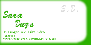 sara duzs business card